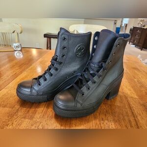 Converse Chuck 70 De Luxe Heel-Black Leather Boots/Shoes- Size 7
